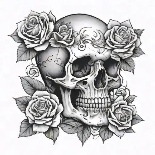 Roses Around Skull Inside
