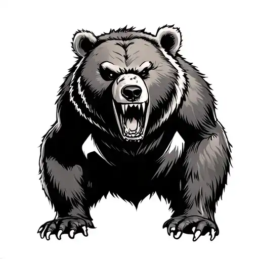 Angry Bear Roaring Fiercely