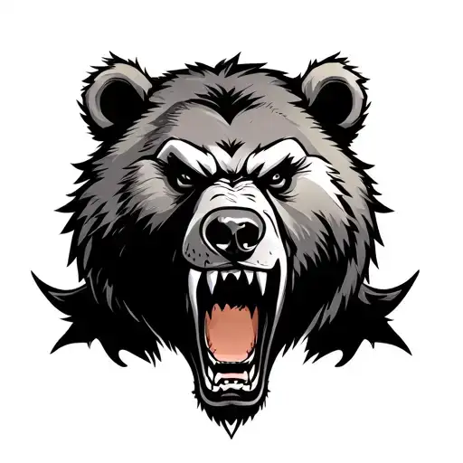 Angry Bear Roaring Fiercely Side Profile