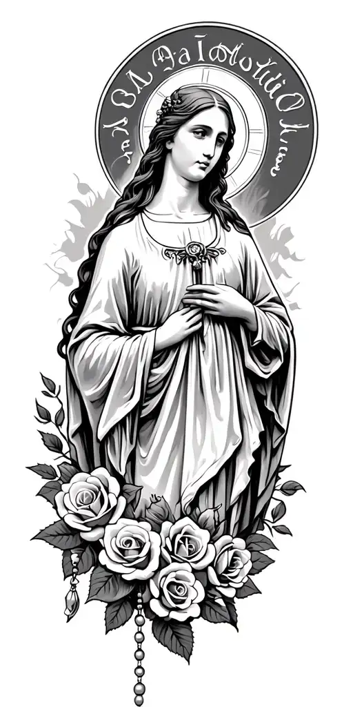 Saint Matilda With Rosary And Roses Entwined