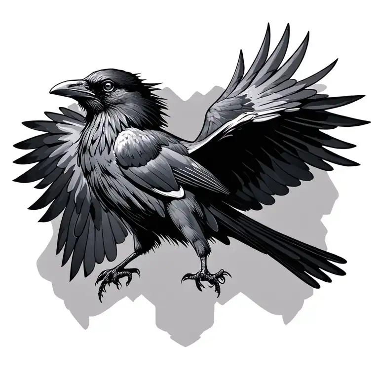 Symmetrical Raven Flying
