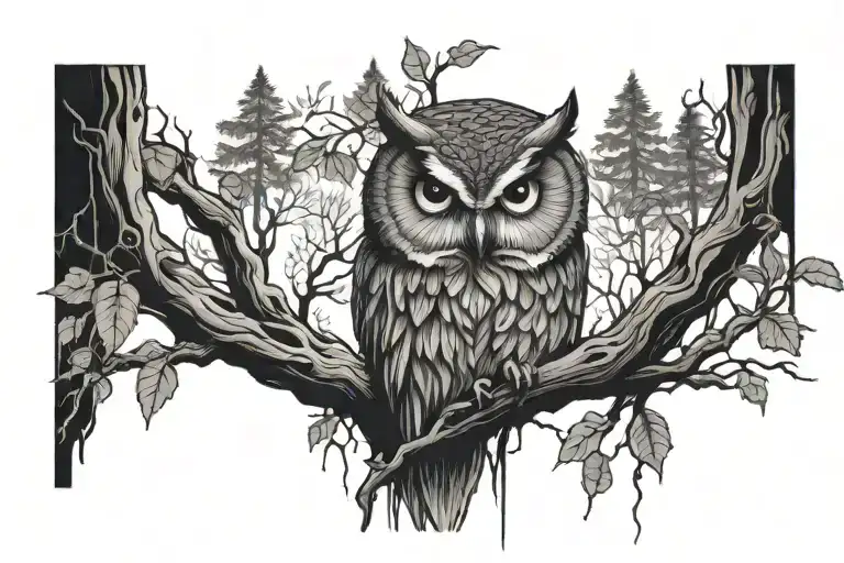 Owl And Tree Roots