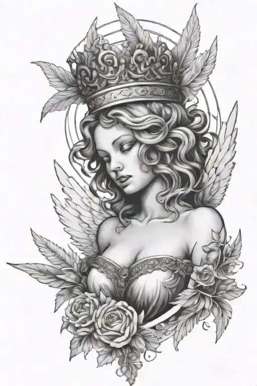 Angel And Crown Surrounded Boy Autoknacker Leaves