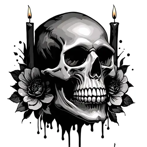 Skull With 2 Candles