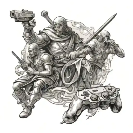 A Combination Of A Renaissance Painting And A Gaming Scene