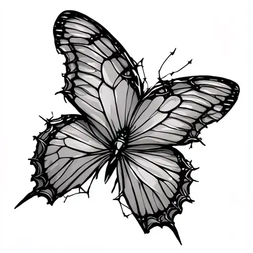 Fine Line Barbed Wire Butterfly