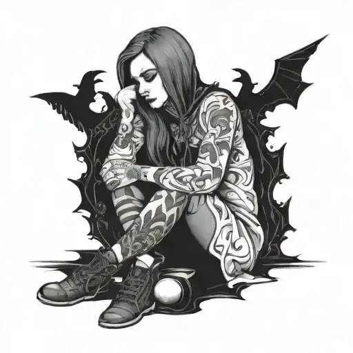 Goth Girl Sitting With Him