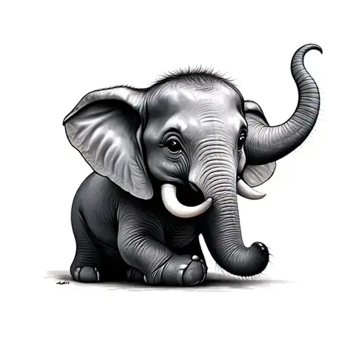 Baby Elephant Playing With Mommy