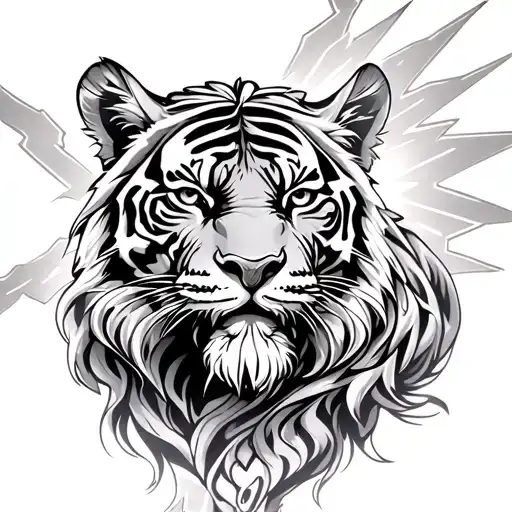 Greek Zeus With Lightening And A Tiger Arm Sleeve