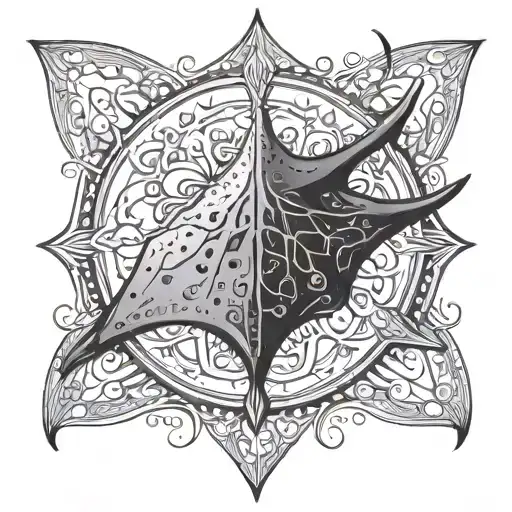 Gothic Sting Ray Inside A Mandala Design Incorporating Elements