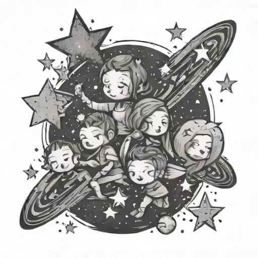 Family Represents As Stars Or A Galaxy Filled With Stars