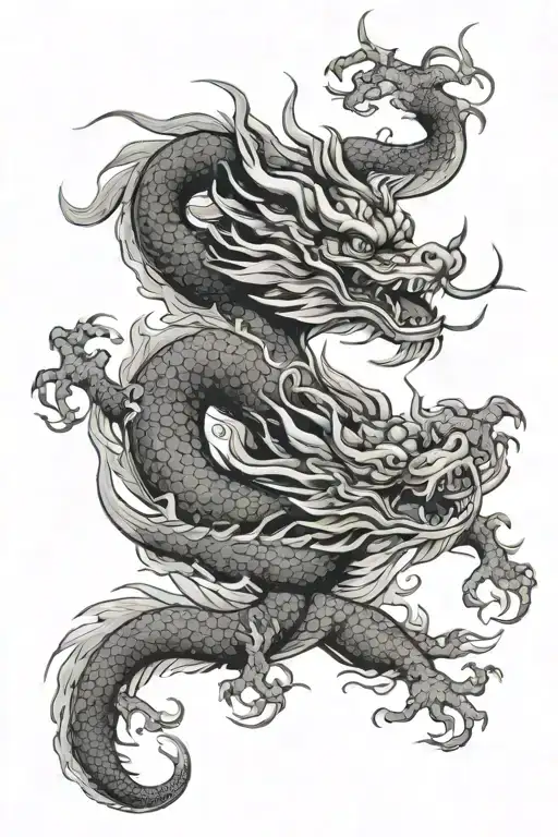Chinese Dragon With Chinese Don't Give Up Words Chinese Blossom