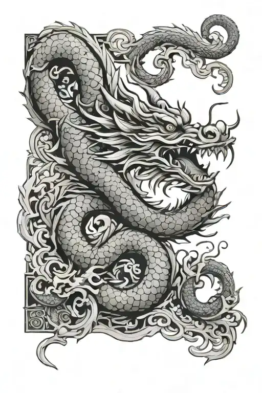 Chinese Dragon With Chinese Don't Give Up Words C Escher Staircase