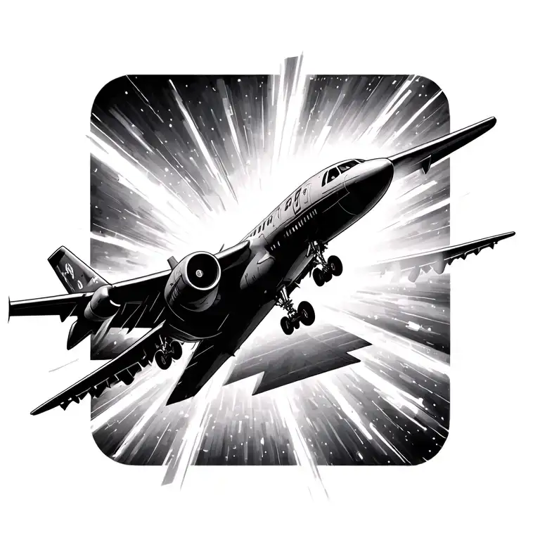 Aircraft Taking Off Airport Lights Shining