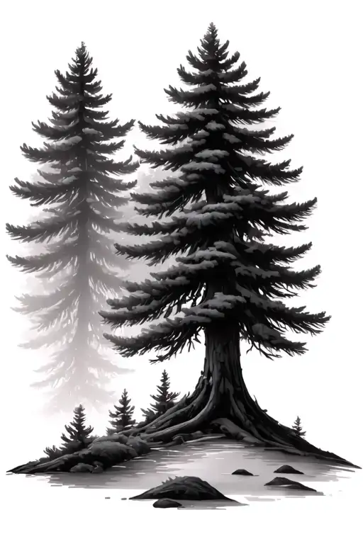 Pine Trees Background Looking