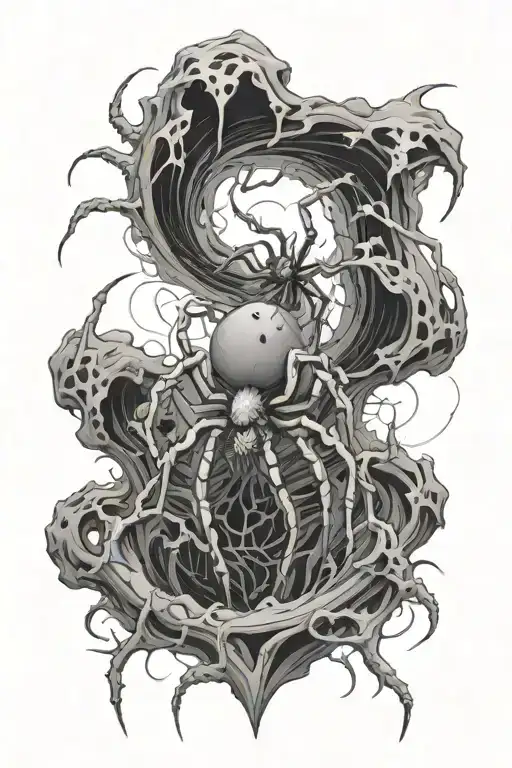 Spiders Coming Out Of A Vortex Darkness Japanese