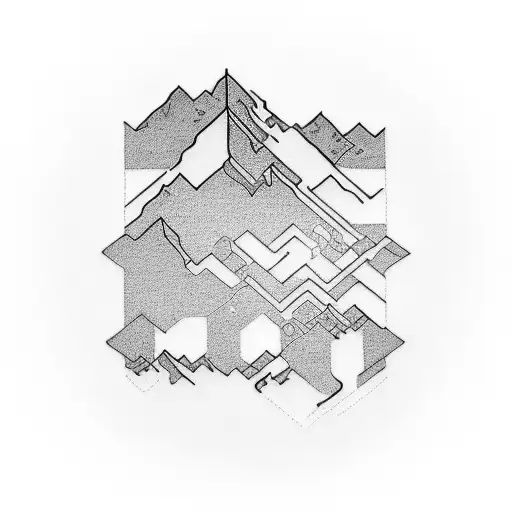 A Tattoo Of A Circuit Board Shaped Like A Mountain Range