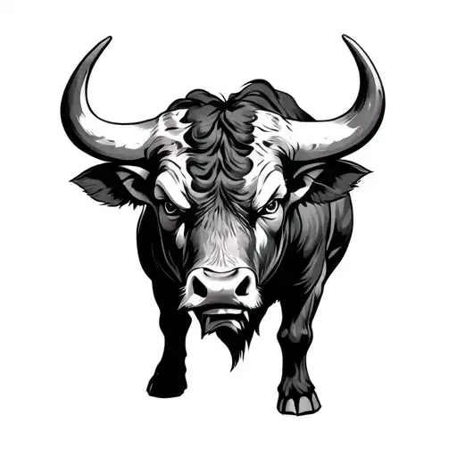 An Angry Vicious Bull Staring At Camera