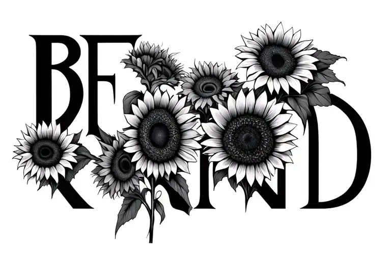 In Large Bold Gothic Letters Saying Be Kind With Sunflowers Growing From The Letters