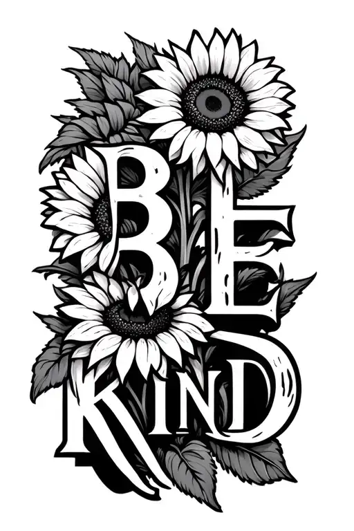 In Large Bold Gothic Letters Saying Be Kind With Sunflowers Growing From The Letters
