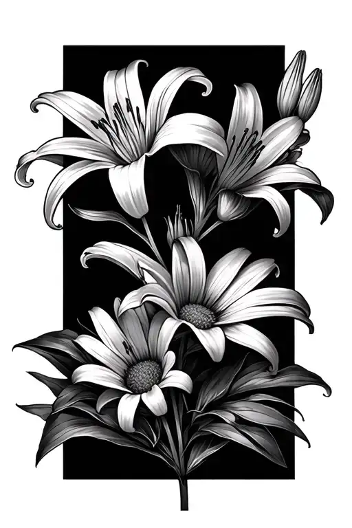 Daisy And Stargazer Lilies Intertwined