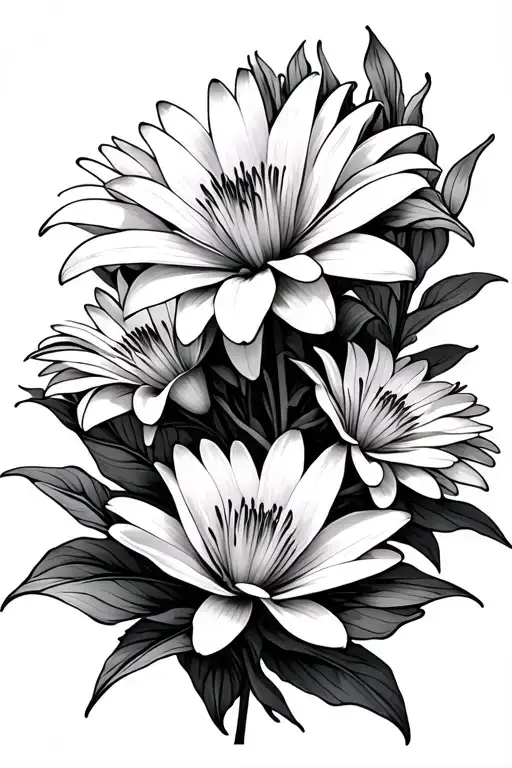 Daisy And Stargazer Lilies Water Lily Chrysanthemum Intertwined