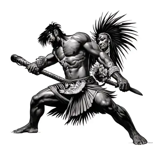 Hawaiian Warrior Battling