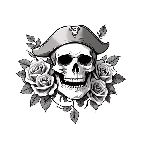 Skull And Roses With Pirates