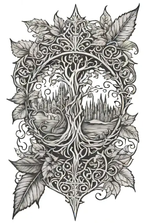 Gondor Crown And Leaves Of Lothlorian