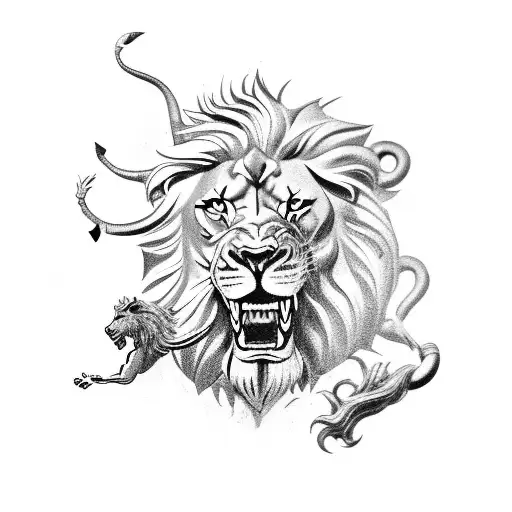 Poseidon Fighting With Lion