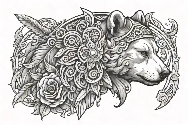 Athena Artemis Inspired Tattoo Design Featuring Bear