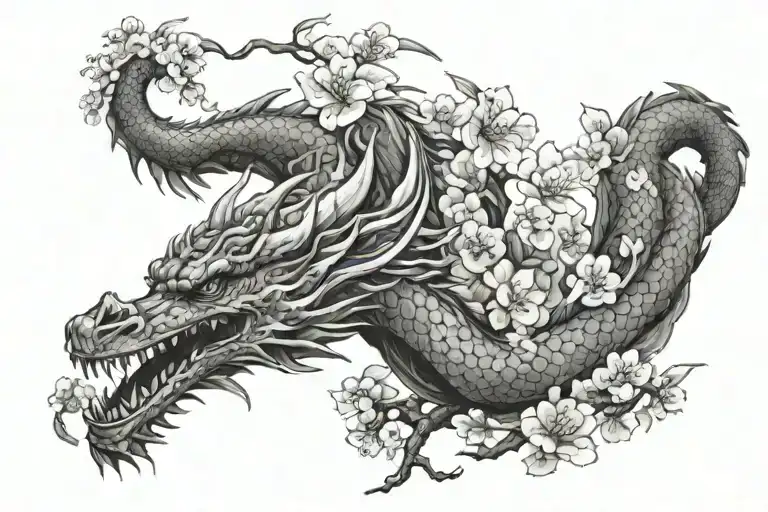 Dragon With Cherry Blossoms