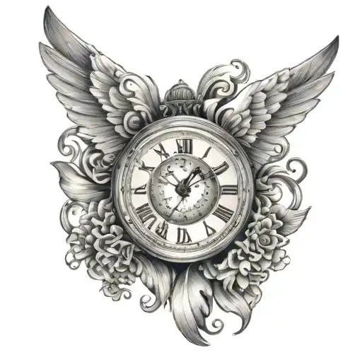 Clock With Angel Wings