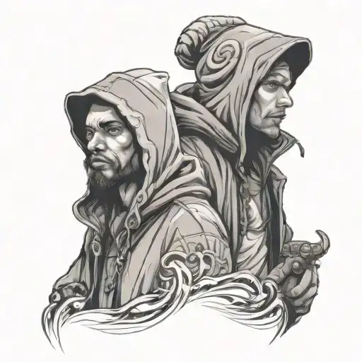 Two Hoodguys Infornt Of A Hood