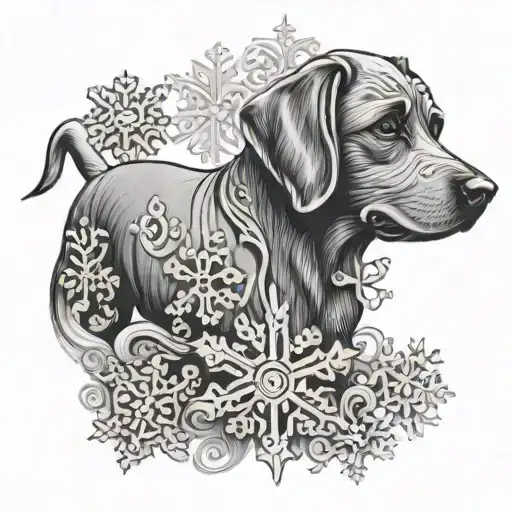 Dog Print Inside Of Snowflake
