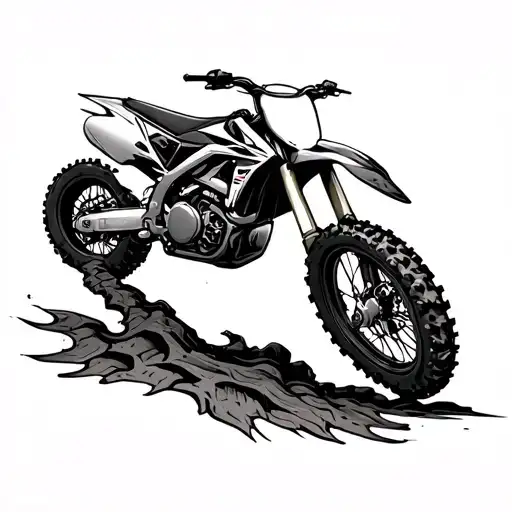 Cancer Ribbon With Dirtbike Tire Tracks Forming