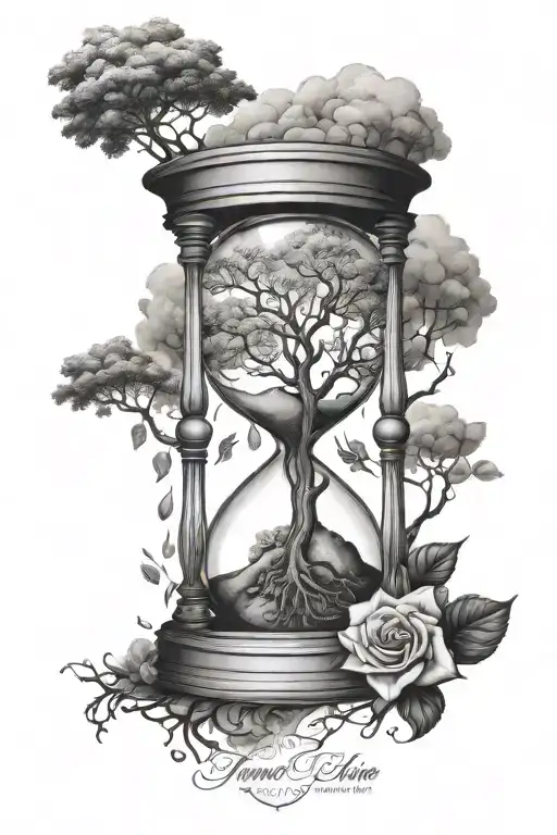 Hourglass And Tree Of Life Growing
