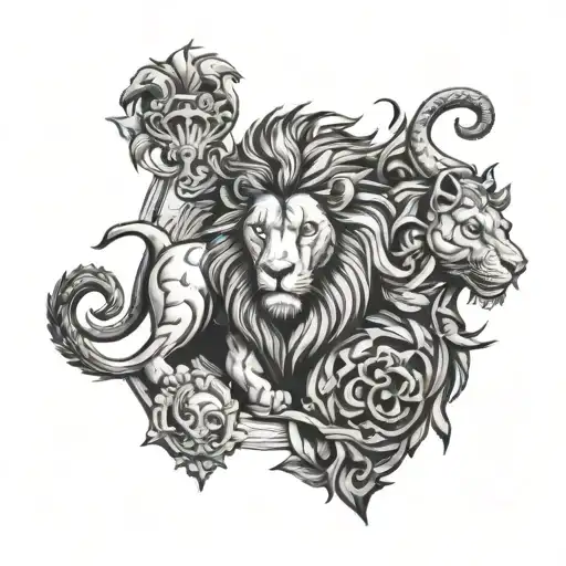 Lion And Trinacria Surrounded