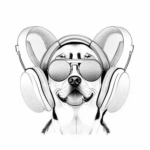 Dog Wearing Headphones And Sunglasses