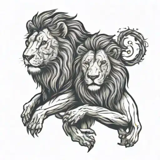 Lion People Holding Hands