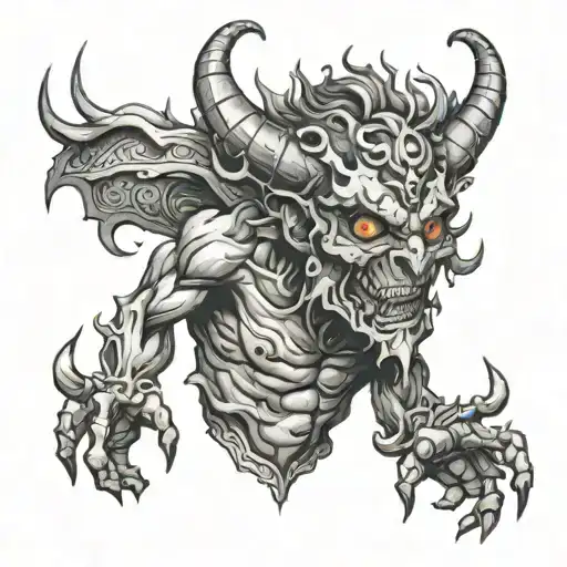 Etching Style Full Body Demon