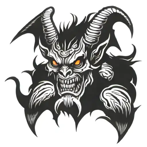 Wood Cut Style Full Body Demon