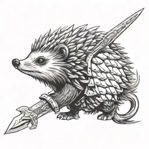 A Hedgehog In Armor With A Sword Going