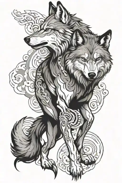 Wolf In Japanese Style