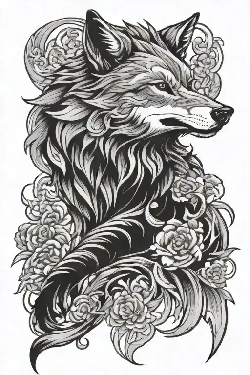 Wolf In Japanese Style