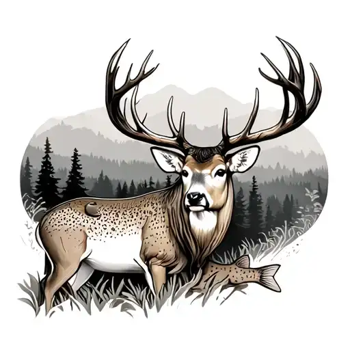 Forest Sven With Whitetail Buck And Trout