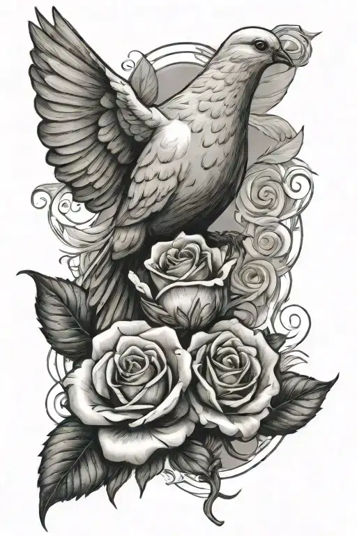 Dove With A Rose And Number 7