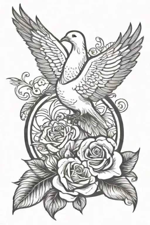 Dove With A Rose And Number 7