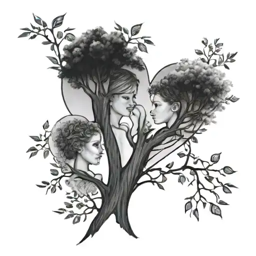 Love Family Tree Fine Lines Feminine