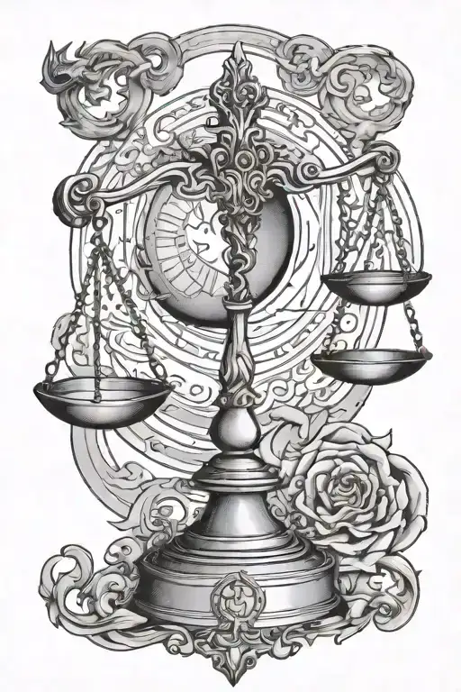 Libra Scales With An Aries Flame And A Scorpio Crescent Moon